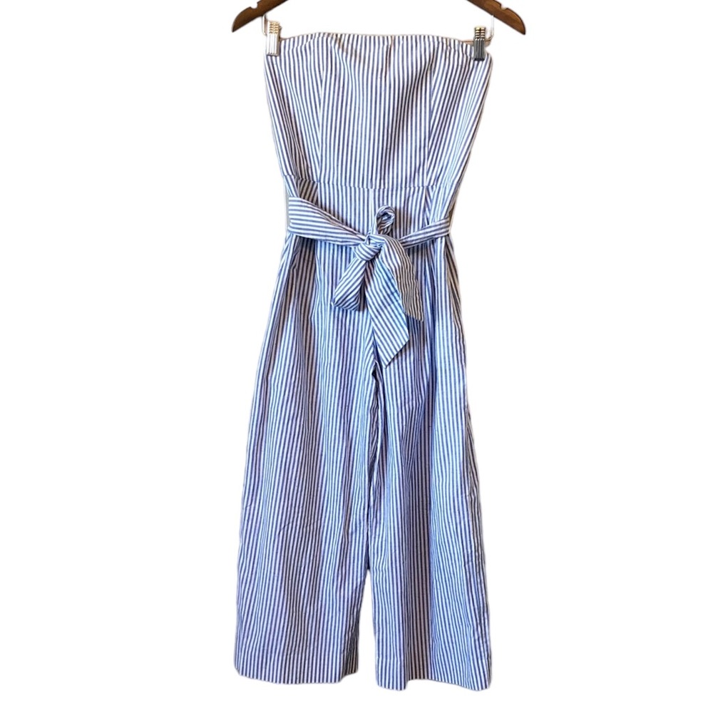 Club Monaco Blue and White Striped Jumpsuit